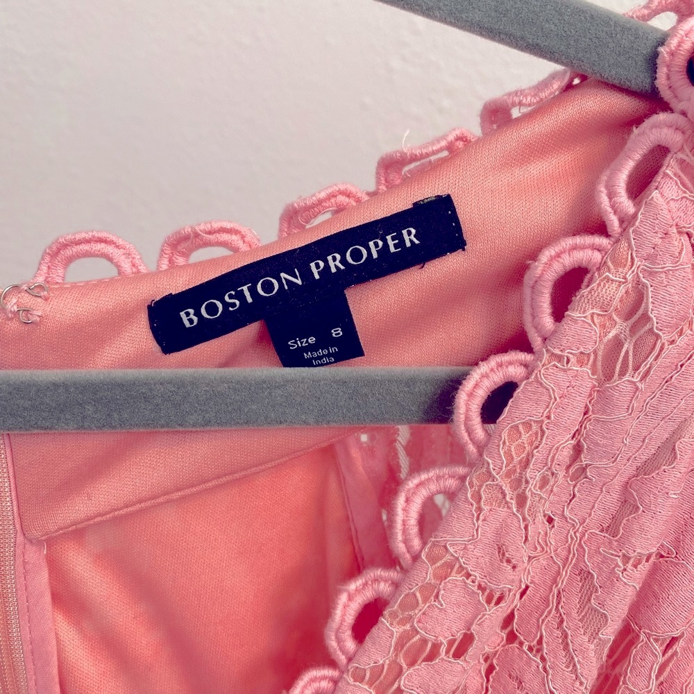 Boston Proper Dresses | Boston Proper Maxi Dress Pink Lace High low - Picture 6 of 9